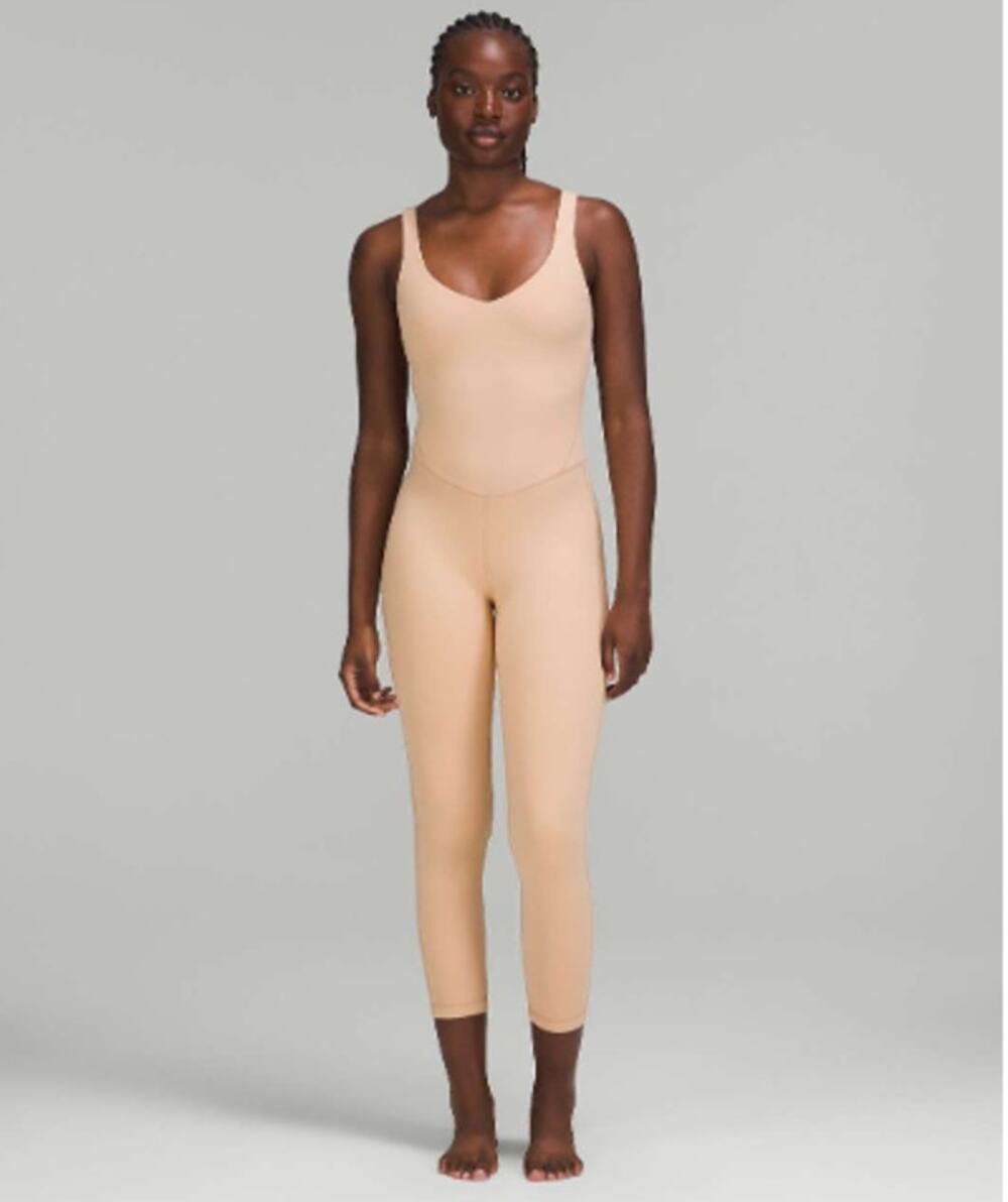 Lululemon Align Bodysuit 25" Contour Beige Sz 8 Yoga Workout Fitness Active